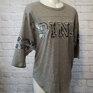 VS PINK Sequence 2/3 Sleeve Loose T-shirt